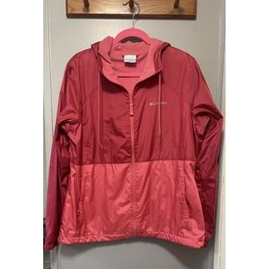 Columbia Flash Forward Women's Jacket Size L Pink Colorblock Hooded Windbreaker